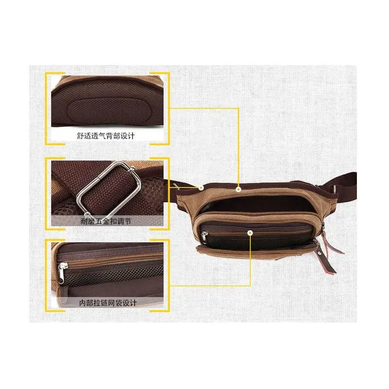 POSO PS-208 Brown - Laptop Travel Male Slim Waist Bag