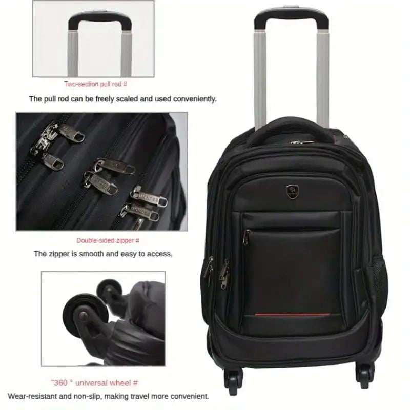 Business Travel Wheeled Backpack for Men & Women, Durable Water-Resistant, Adjustable Straps, Mature Style