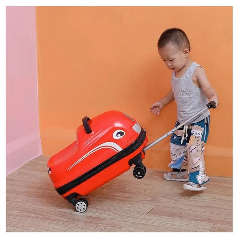 Children's Suitcase - on Wheels Cartoon Can Sit to Ride Rolling Luggage Spinner Suitcase Cabin Carry on Travel Bag Trolley Case