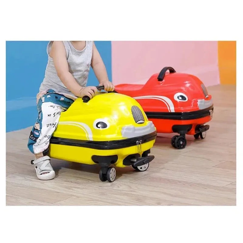 Children's Suitcase - on Wheels Cartoon Can Sit to Ride Rolling Luggage Spinner Suitcase Cabin Carry on Travel Bag Trolley Case
