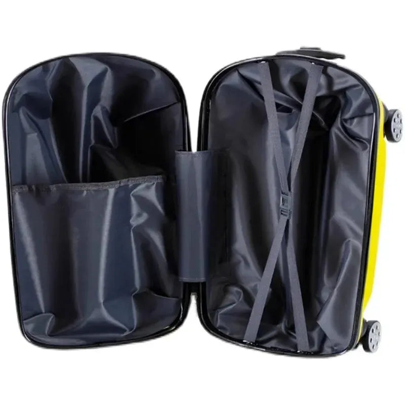 Children's Suitcase - on Wheels Cartoon Can Sit to Ride Rolling Luggage Spinner Suitcase Cabin Carry on Travel Bag Trolley Case