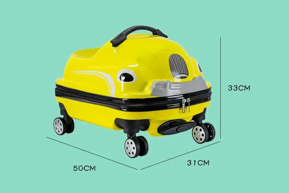 Children's Suitcase - on Wheels Cartoon Can Sit to Ride Rolling Luggage Spinner Suitcase Cabin Carry on Travel Bag Trolley Case