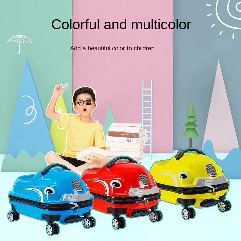 Children's Suitcase - on Wheels Cartoon Can Sit to Ride Rolling Luggage Spinner Suitcase Cabin Carry on Travel Bag Trolley Case