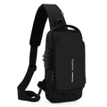 Fashion Men Sling Bag Pack with Lock Waterproof -Theft Chest Bag with USB Charging Port Shoulder Bag Body Backpack