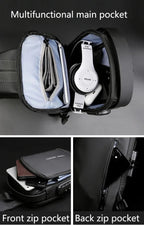 Fashion Men Sling Bag Pack with Lock Waterproof -Theft Chest Bag with USB Charging Port Shoulder Bag Body Backpack