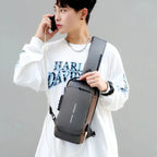 Fashion Men Sling Bag Pack with Lock Waterproof -Theft Chest Bag with USB Charging Port Shoulder Bag Body Backpack