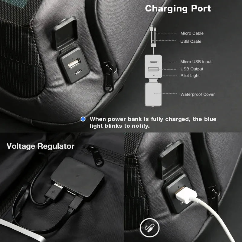 Kingsons New Multifunctional Solar Charging Anti-Theft Backpack Men 15" Laptop Backpacks USB Charging High-End Upgraded Version