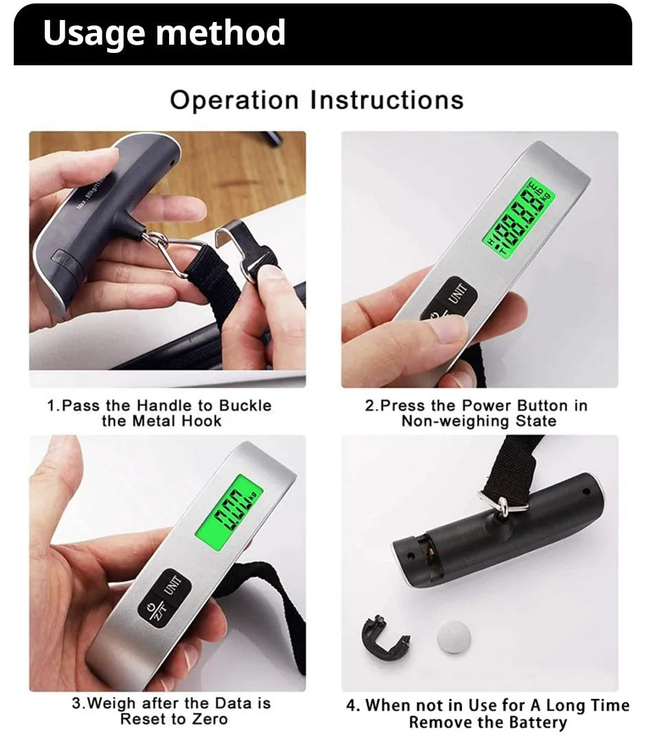 Luggage Scale Digital - LCD Display - 110lb/50kg Electronic Luggage Hanging Suitcase Travel Weighs Baggage Bag Weight Balance - Without Box