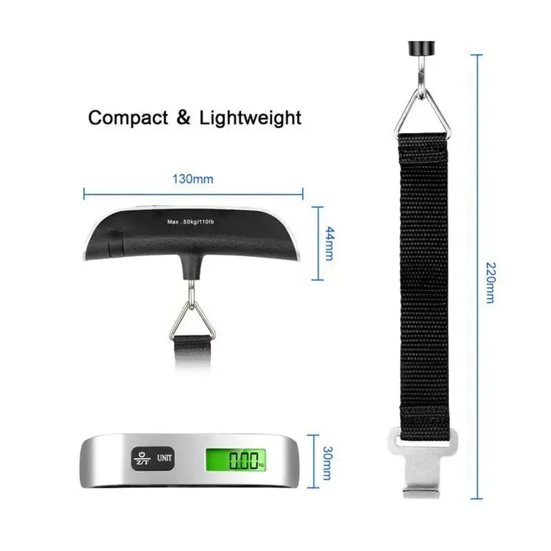 Luggage Scale Digital - LCD Display - 110lb/50kg Electronic Luggage Hanging Suitcase Travel Weighs Baggage Bag Weight Balance - Without Box