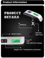Luggage Scale Digital - LCD Display - 110lb/50kg Electronic Luggage Hanging Suitcase Travel Weighs Baggage Bag Weight Balance - Without Box