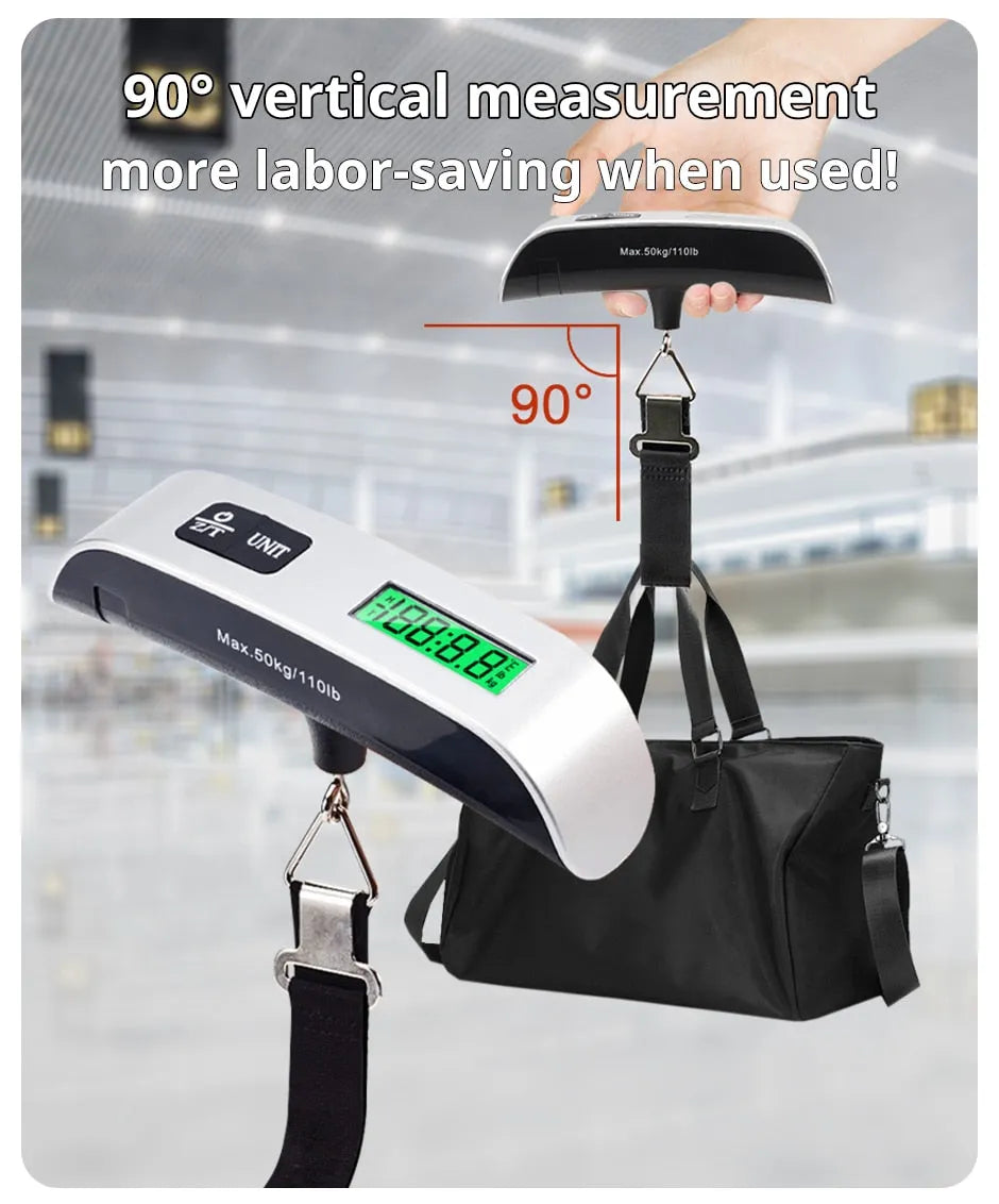 Luggage Scale Digital - LCD Display - 110lb/50kg Electronic Luggage Hanging Suitcase Travel Weighs Baggage Bag Weight Balance - Without Box