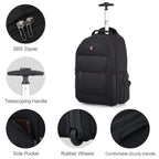 OIWAS travel bag with wheels | 15.6 inch laptop bag | 55x40x20 hand luggage backpack |backpack trolley simple hand luggage for business travel and vacation