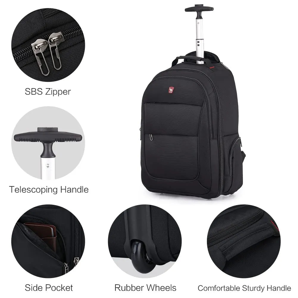 OIWAS travel bag with wheels | 15.6 inch laptop bag | 55x40x20 hand luggage backpack |backpack trolley simple hand luggage for business travel and vacation