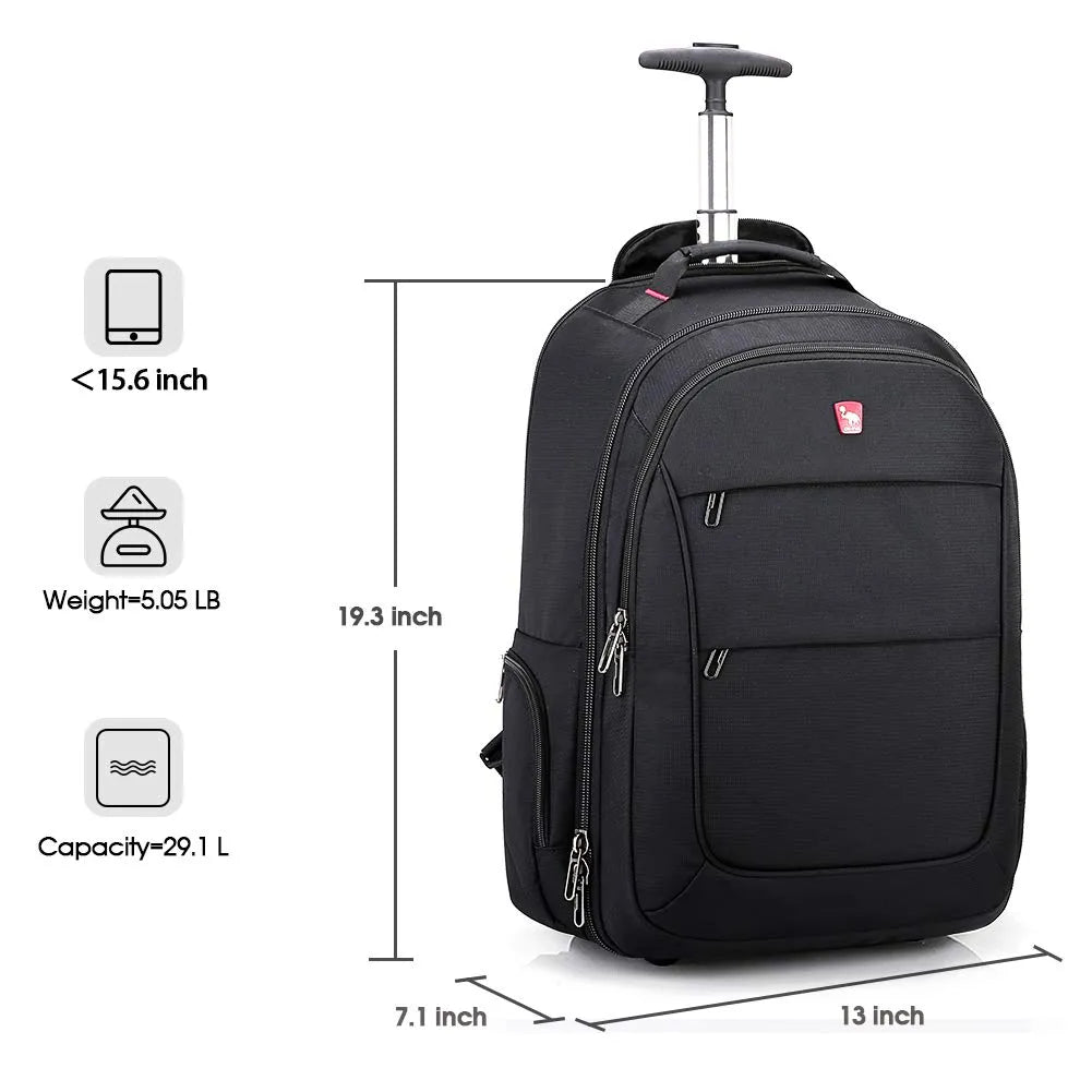 OIWAS travel bag with wheels | 15.6 inch laptop bag | 55x40x20 hand luggage backpack |backpack trolley simple hand luggage for business travel and vacation