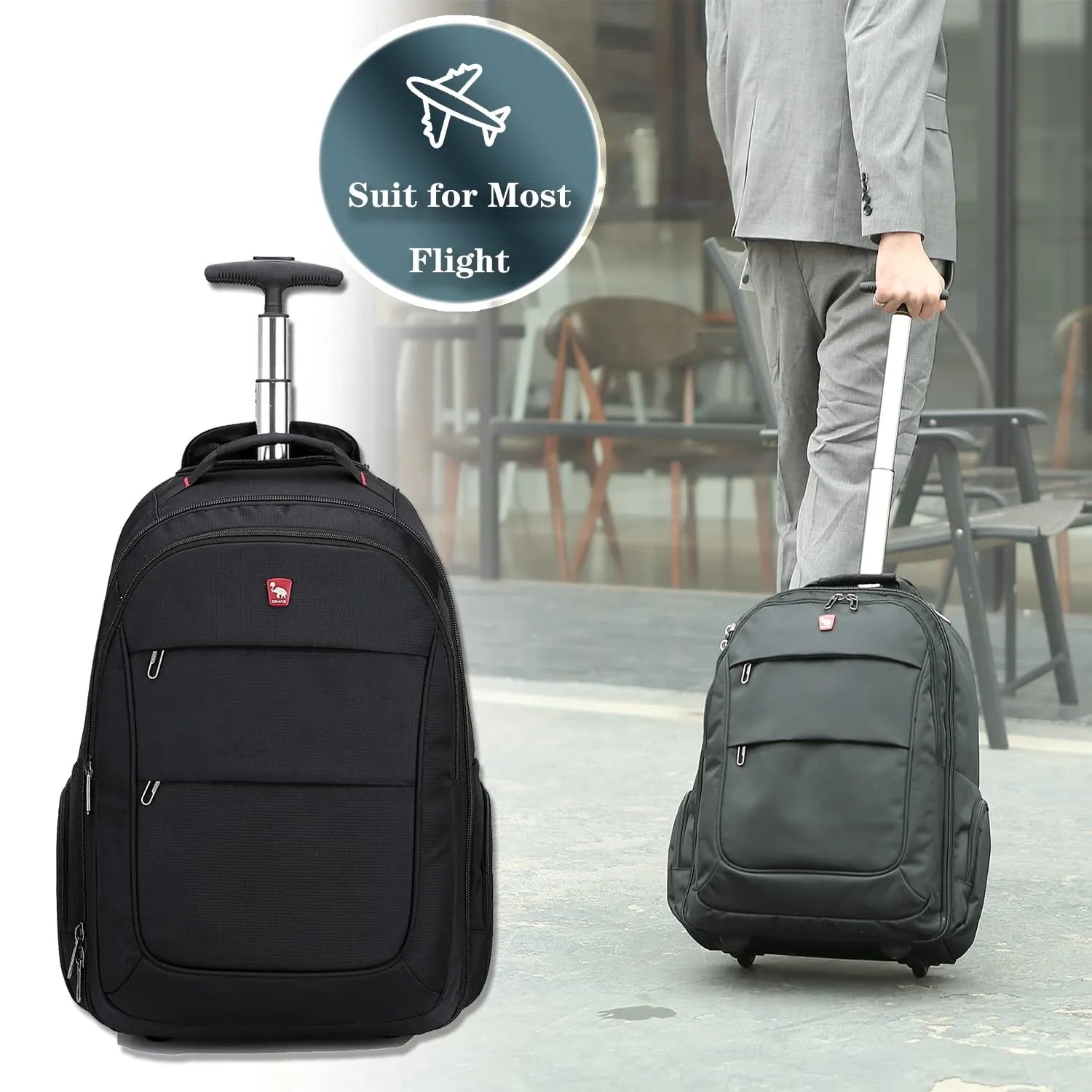 OIWAS travel bag with wheels | 15.6 inch laptop bag | 55x40x20 hand luggage backpack |backpack trolley simple hand luggage for business travel and vacation