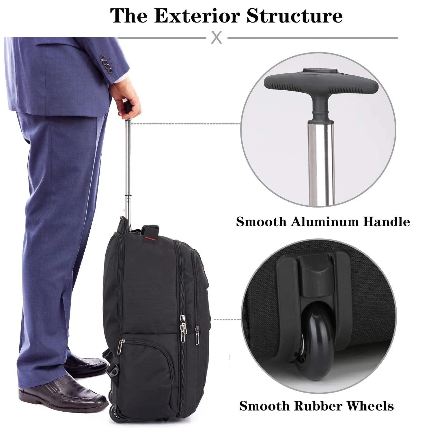 OIWAS travel bag with wheels | 15.6 inch laptop bag | 55x40x20 hand luggage backpack |backpack trolley simple hand luggage for business travel and vacation